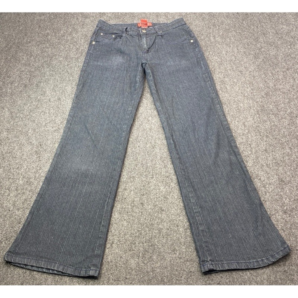 Cosjeans Flare Jeans Women 4P Dark Wash Embellished Flap Pocket Y2K YP8347PT-F